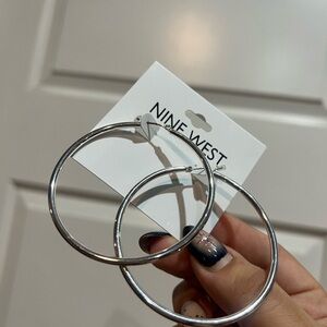 Nine West Shiny Silver Hoop Earrings